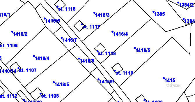 Parcela st. 1118 v KÚ Žirovnice, Katastrální mapa