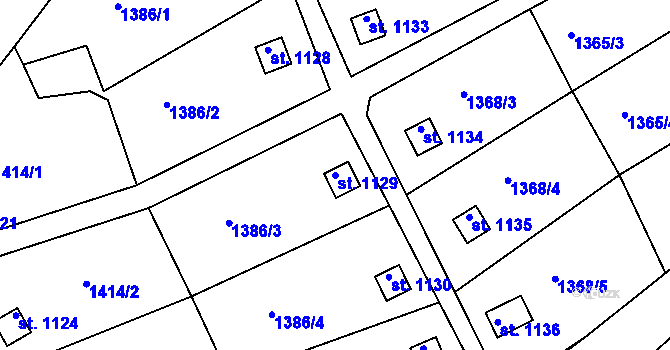 Parcela st. 1129 v KÚ Žirovnice, Katastrální mapa