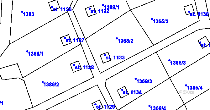 Parcela st. 1133 v KÚ Žirovnice, Katastrální mapa
