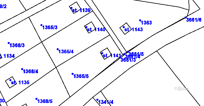 Parcela st. 1141 v KÚ Žirovnice, Katastrální mapa