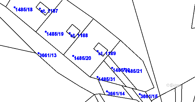 Parcela st. 1189 v KÚ Žirovnice, Katastrální mapa