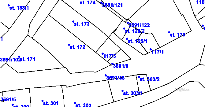 Parcela st. 117/3 v KÚ Žirovnice, Katastrální mapa