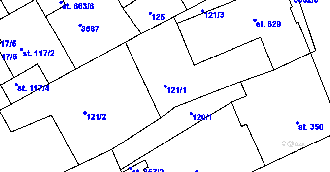 Parcela st. 121/1 v KÚ Žirovnice, Katastrální mapa