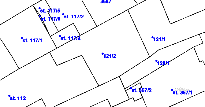 Parcela st. 121/2 v KÚ Žirovnice, Katastrální mapa