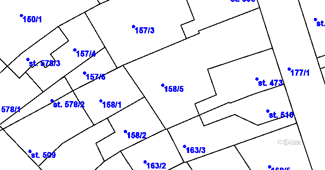 Parcela st. 158/5 v KÚ Žirovnice, Katastrální mapa