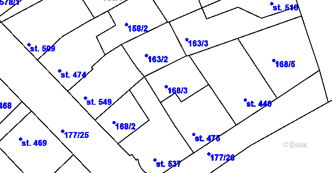 Parcela st. 168/3 v KÚ Žirovnice, Katastrální mapa