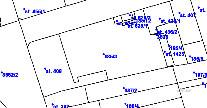 Parcela st. 185/3 v KÚ Žirovnice, Katastrální mapa