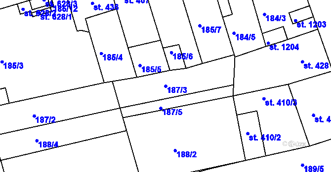 Parcela st. 187/3 v KÚ Žirovnice, Katastrální mapa