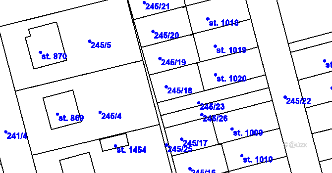 Parcela st. 245/18 v KÚ Žirovnice, Katastrální mapa