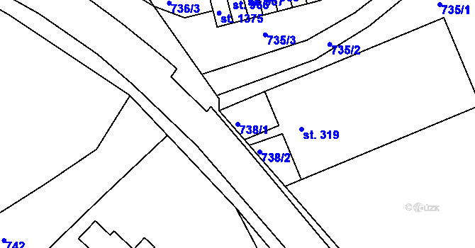 Parcela st. 738/1 v KÚ Žirovnice, Katastrální mapa