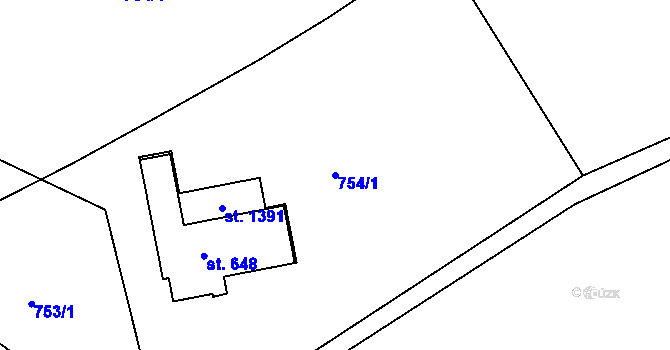 Parcela st. 754/1 v KÚ Žirovnice, Katastrální mapa