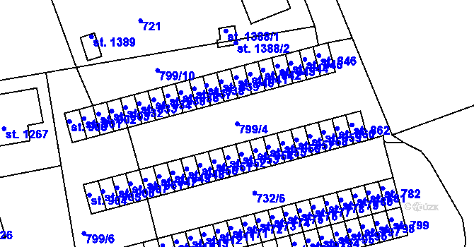 Parcela st. 799/4 v KÚ Žirovnice, Katastrální mapa