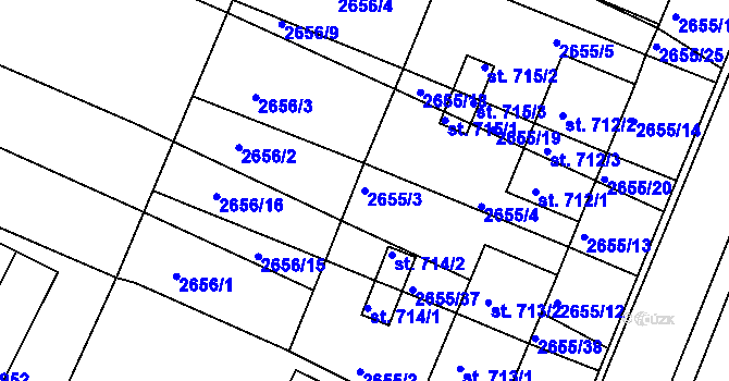 Parcela st. 2655/3 v KÚ Žirovnice, Katastrální mapa