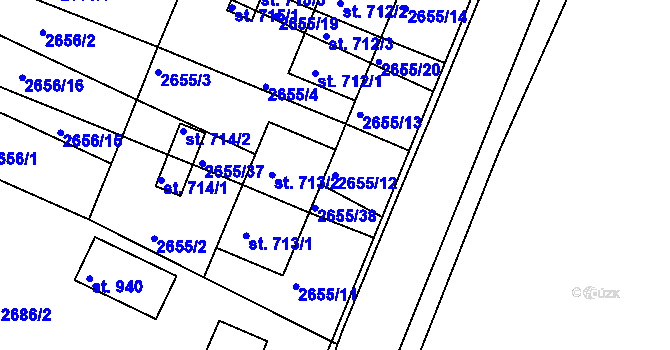 Parcela st. 2655/12 v KÚ Žirovnice, Katastrální mapa