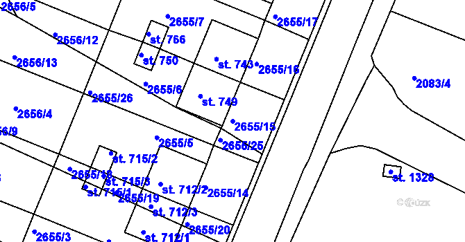 Parcela st. 2655/15 v KÚ Žirovnice, Katastrální mapa