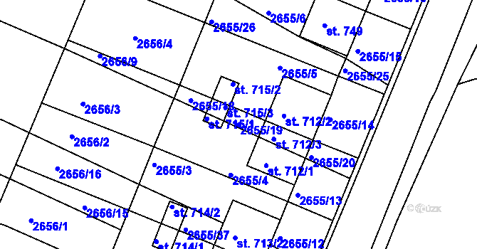 Parcela st. 2655/19 v KÚ Žirovnice, Katastrální mapa