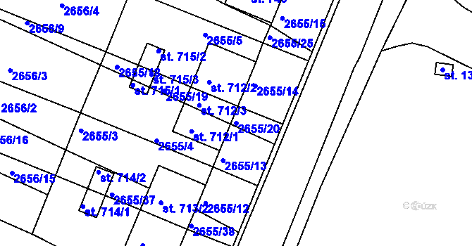 Parcela st. 2655/20 v KÚ Žirovnice, Katastrální mapa