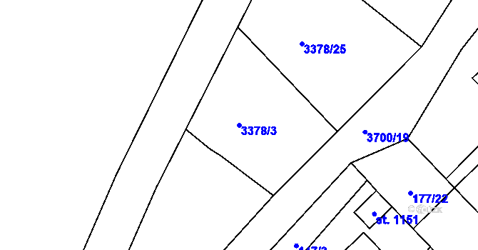 Parcela st. 3378/3 v KÚ Žirovnice, Katastrální mapa