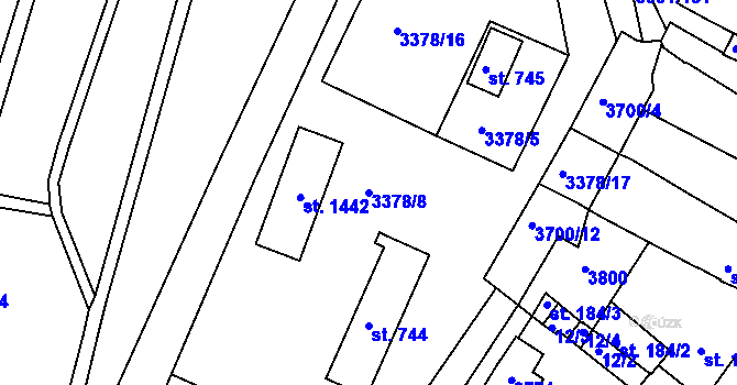 Parcela st. 3378/8 v KÚ Žirovnice, Katastrální mapa
