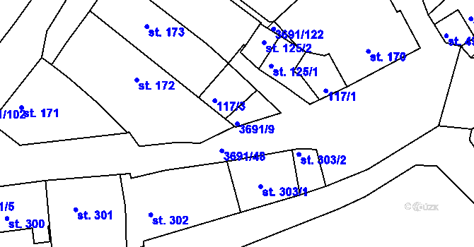 Parcela st. 3691/9 v KÚ Žirovnice, Katastrální mapa