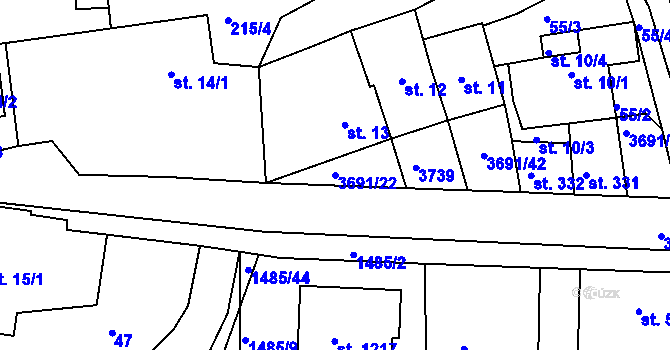 Parcela st. 3691/22 v KÚ Žirovnice, Katastrální mapa