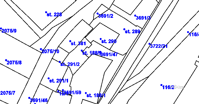Parcela st. 3691/47 v KÚ Žirovnice, Katastrální mapa