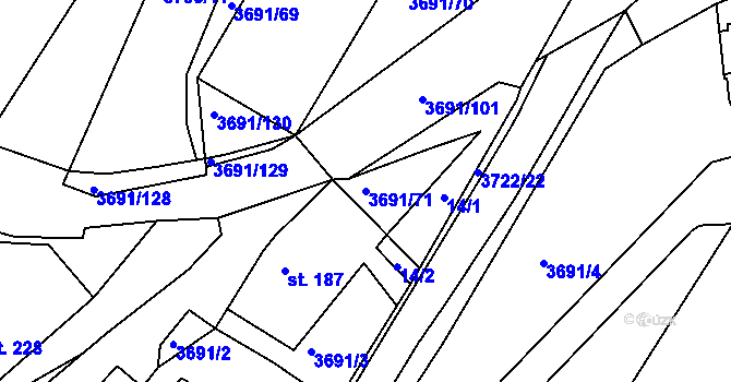 Parcela st. 3691/71 v KÚ Žirovnice, Katastrální mapa