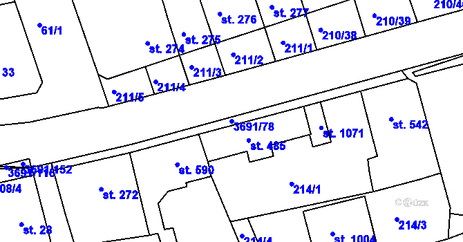Parcela st. 3691/78 v KÚ Žirovnice, Katastrální mapa