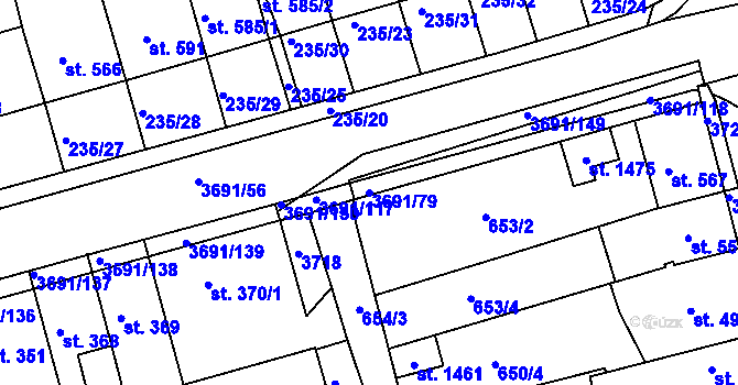Parcela st. 3691/79 v KÚ Žirovnice, Katastrální mapa