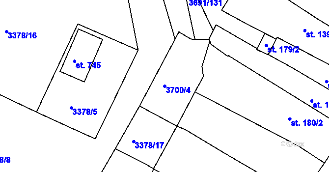 Parcela st. 3700/4 v KÚ Žirovnice, Katastrální mapa