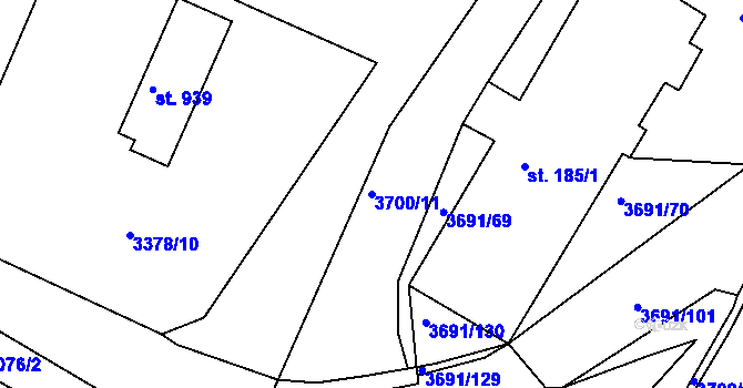 Parcela st. 3700/11 v KÚ Žirovnice, Katastrální mapa