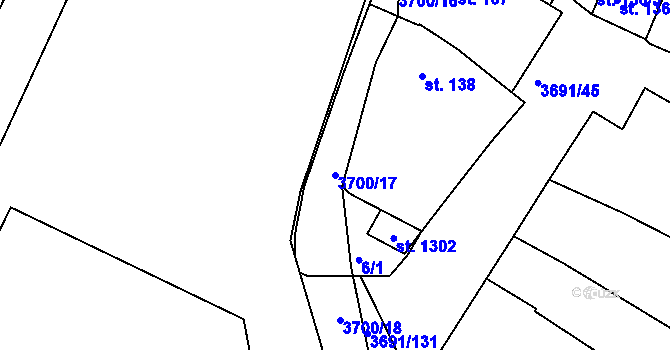 Parcela st. 3700/17 v KÚ Žirovnice, Katastrální mapa
