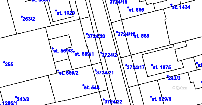 Parcela st. 3724/2 v KÚ Žirovnice, Katastrální mapa
