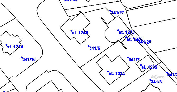 Parcela st. 341/6 v KÚ Žirovnice, Katastrální mapa