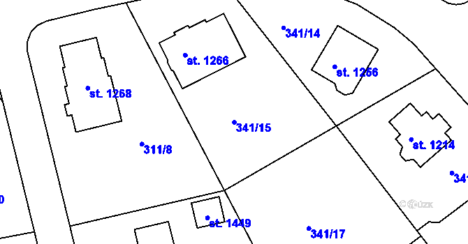 Parcela st. 341/15 v KÚ Žirovnice, Katastrální mapa
