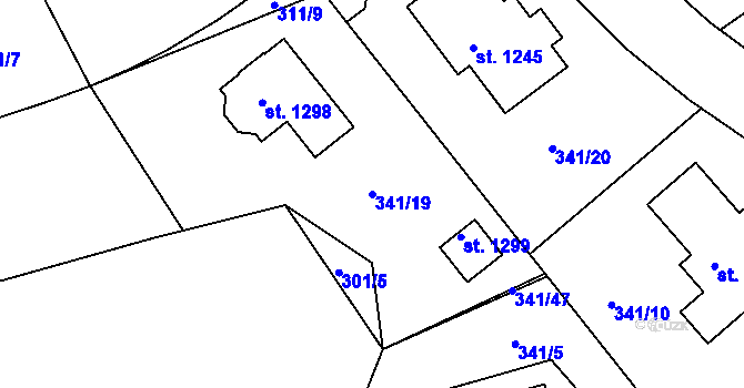 Parcela st. 341/19 v KÚ Žirovnice, Katastrální mapa