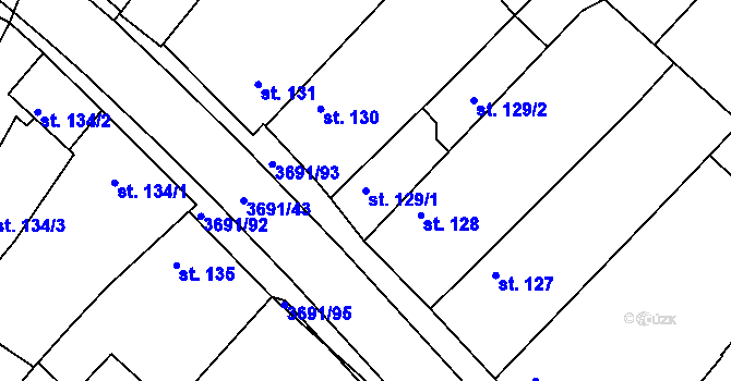 Parcela st. 129/1 v KÚ Žirovnice, Katastrální mapa