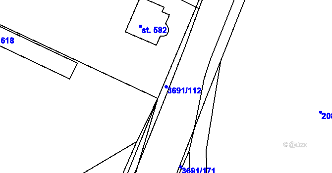 Parcela st. 3691/112 v KÚ Žirovnice, Katastrální mapa