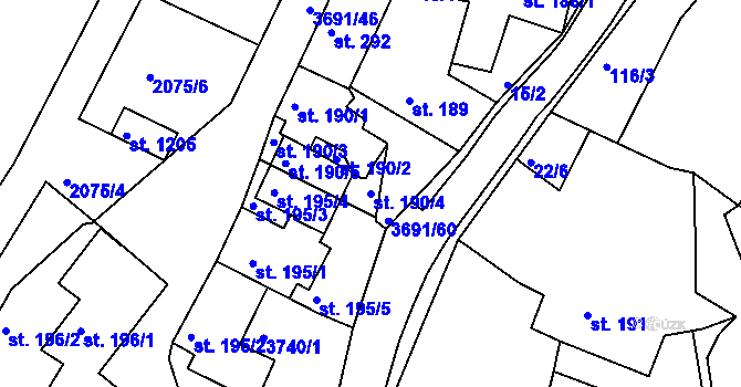 Parcela st. 190/4 v KÚ Žirovnice, Katastrální mapa