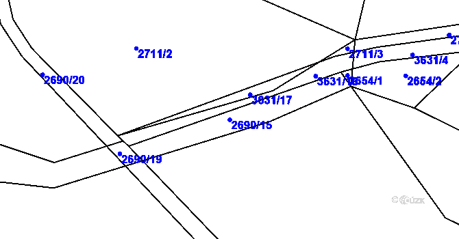 Parcela st. 2690/15 v KÚ Žirovnice, Katastrální mapa