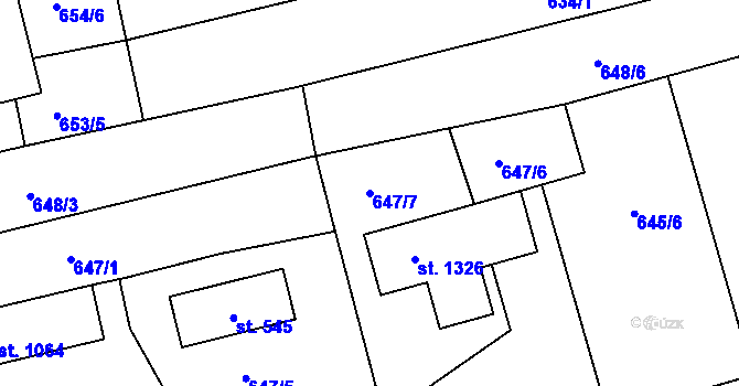 Parcela st. 647/7 v KÚ Žirovnice, Katastrální mapa