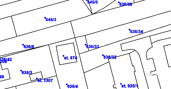 Parcela st. 636/33 v KÚ Žirovnice, Katastrální mapa
