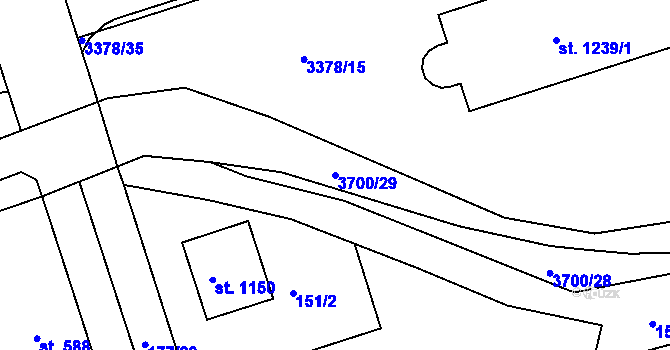 Parcela st. 3700/29 v KÚ Žirovnice, Katastrální mapa