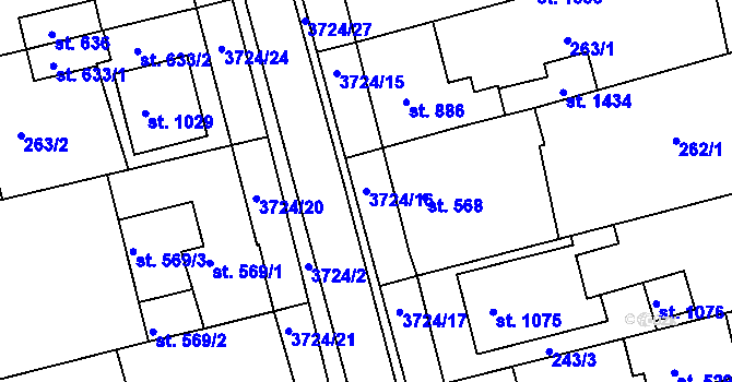 Parcela st. 3724/16 v KÚ Žirovnice, Katastrální mapa