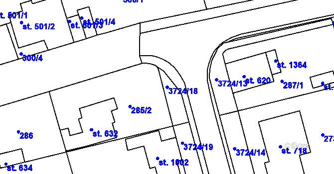 Parcela st. 3724/18 v KÚ Žirovnice, Katastrální mapa