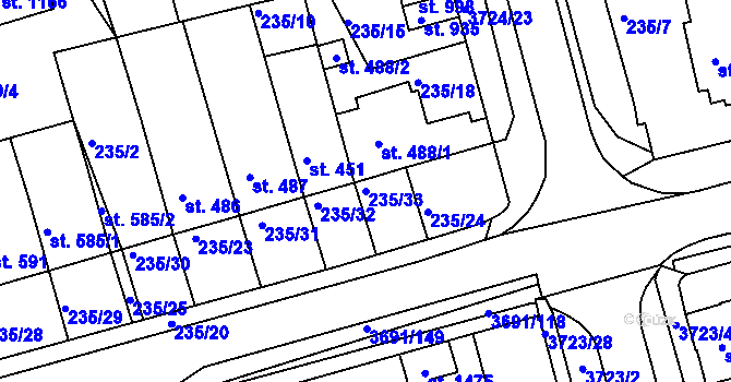 Parcela st. 235/33 v KÚ Žirovnice, Katastrální mapa