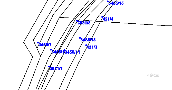 Parcela st. 421/3 v KÚ Žirovnice, Katastrální mapa