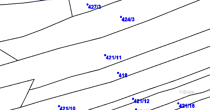 Parcela st. 421/11 v KÚ Žirovnice, Katastrální mapa