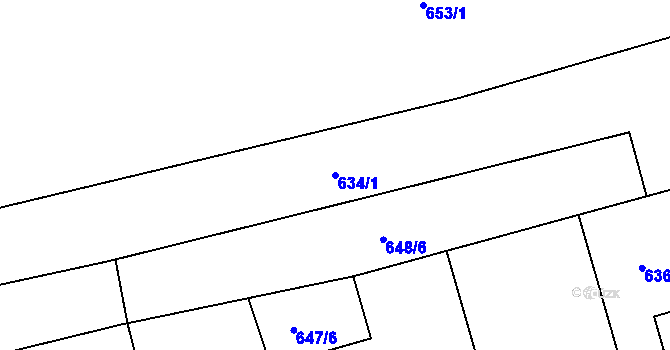 Parcela st. 634/1 v KÚ Žirovnice, Katastrální mapa