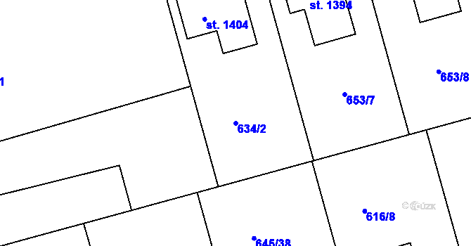 Parcela st. 634/2 v KÚ Žirovnice, Katastrální mapa